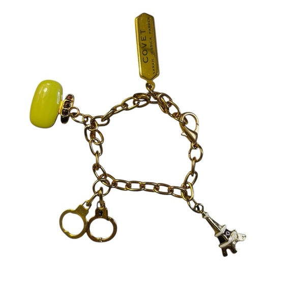 💛👑Set of 2 Charm Covet Sarah Jessica Parker Gold Tone Bracelets Limited Édition💛 - Picture 2 of 8